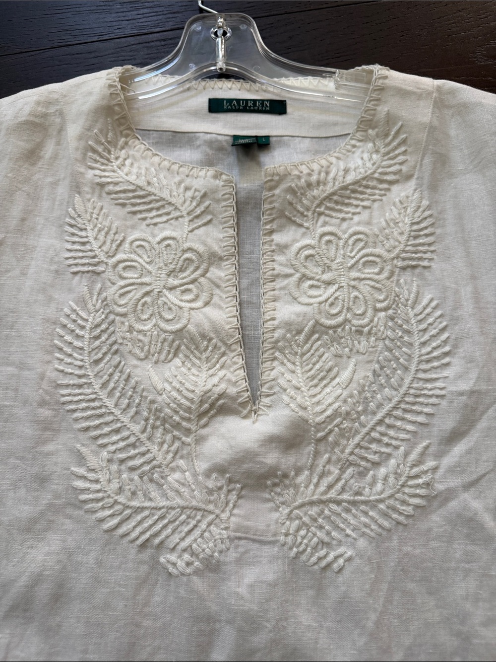 Lauren Ralph Lauren White Floral Embroidered Tunic Top